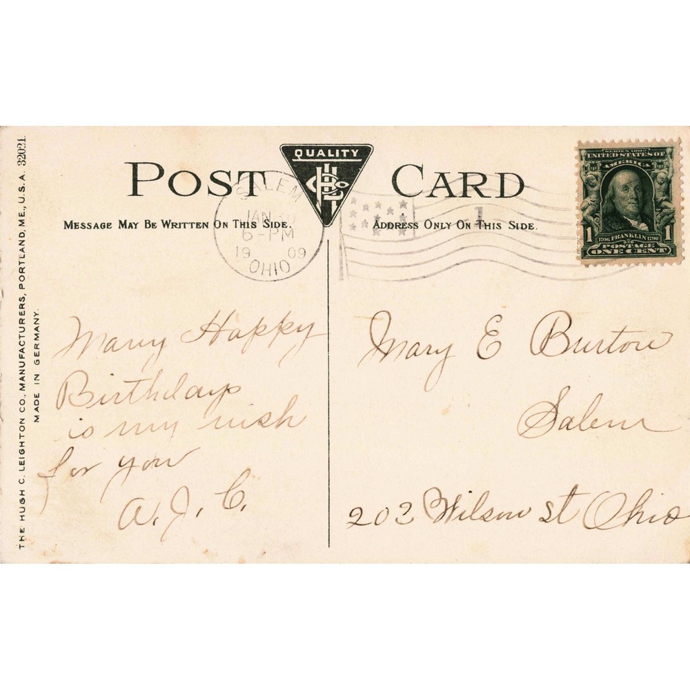 Salem Ohio OH Divided Back Postcard 1909 Franklin Bridge View River Landscape - Picture 2 of 2